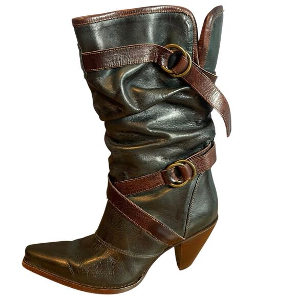 CHARLIE 1 HORSE by Lucchese Scrunched Western Style Boots Black Women's Sz 7.5B - Picture 1 of 11